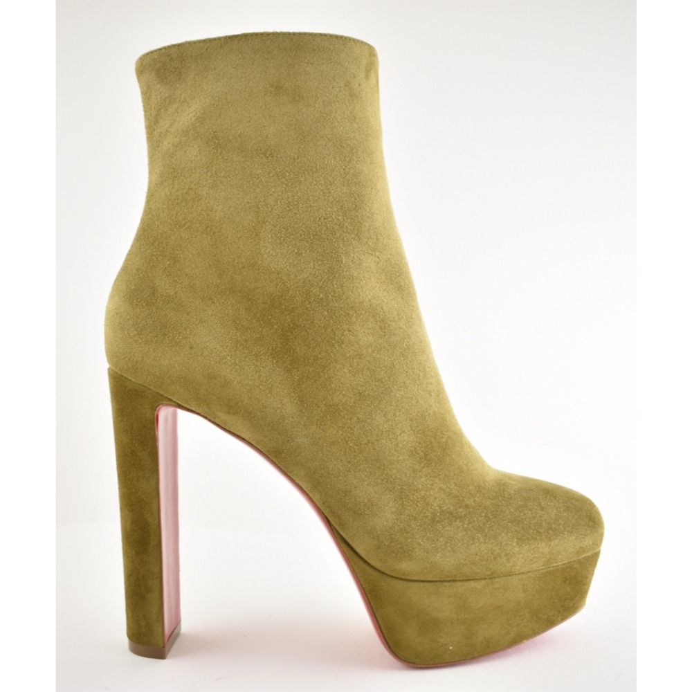 Christian Louboutin Loo Booty 130 Bronzo Brown Platform Heel Ankle Boot 38.5 - Picture 2 of 16